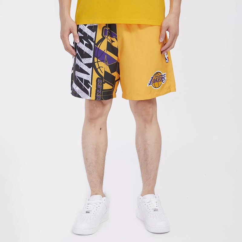 Pro Standard Pro Standard Lakers Split Mash Up Logo Woven Shorts - Men's 1