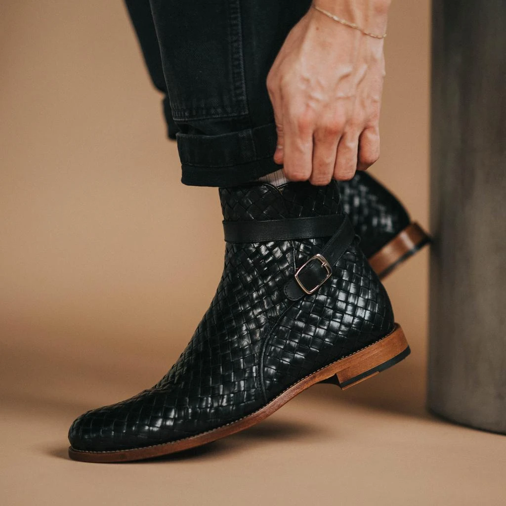TAFT The Dylan Boot in Black Woven 6