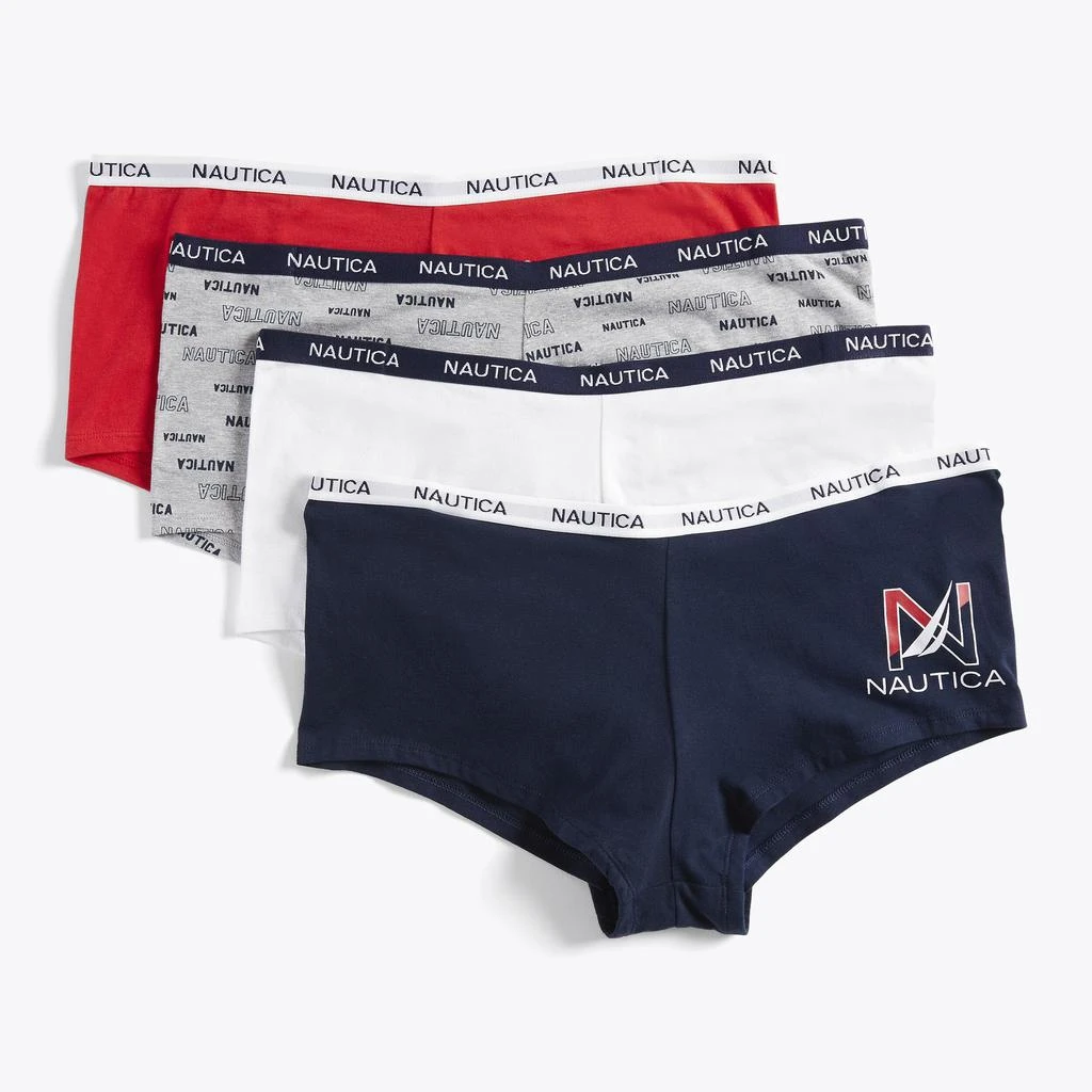 Nautica Womens Plus Logo Boyshort, 4-Pack 1