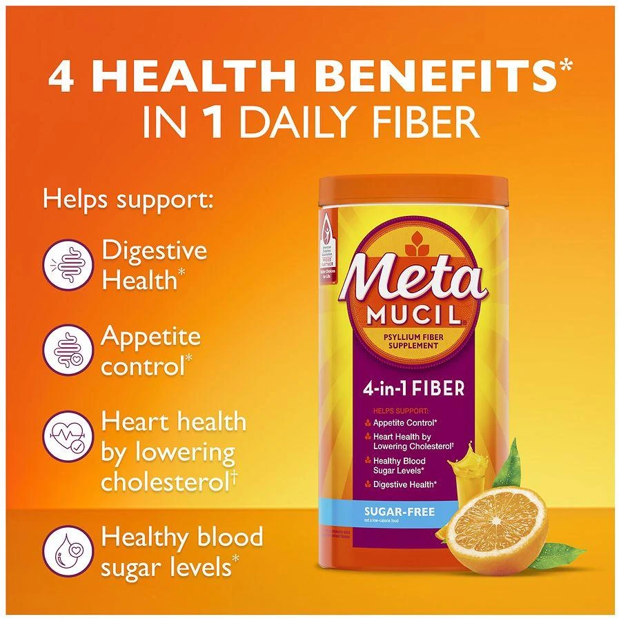 Metamucil 4-in-1 Psyllium Fiber Powder Orange 4
