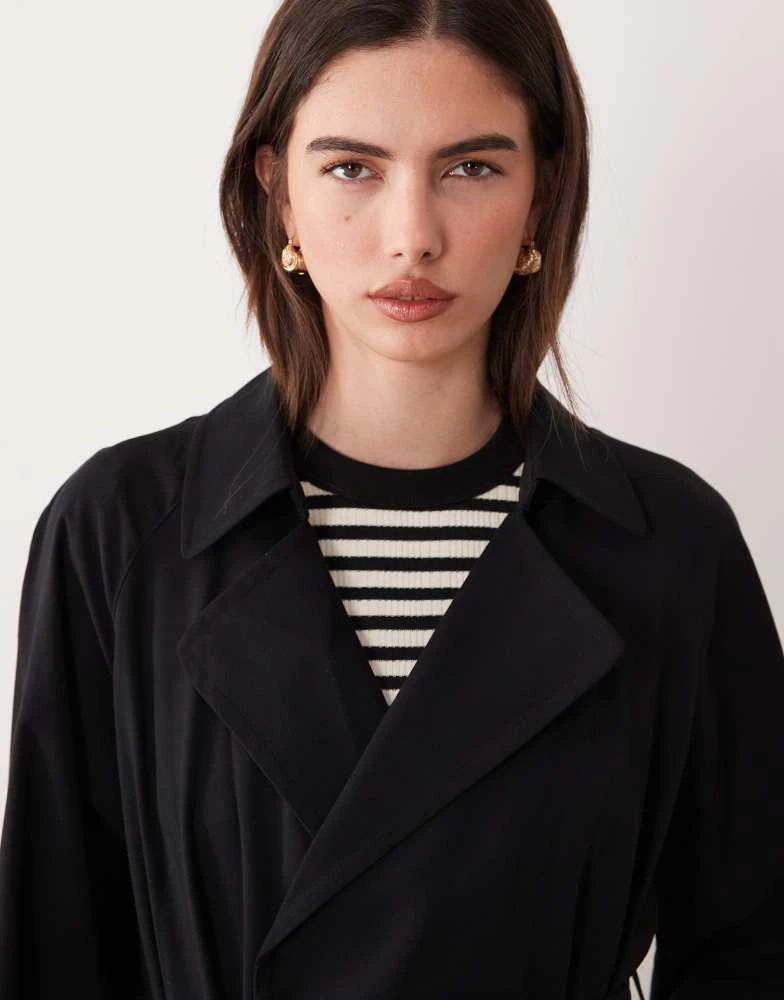 ASOS ASOS DESIGN soft longline trench in black 3