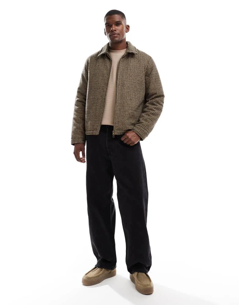 New Look New Look faux wool jacket in brown micro check 2