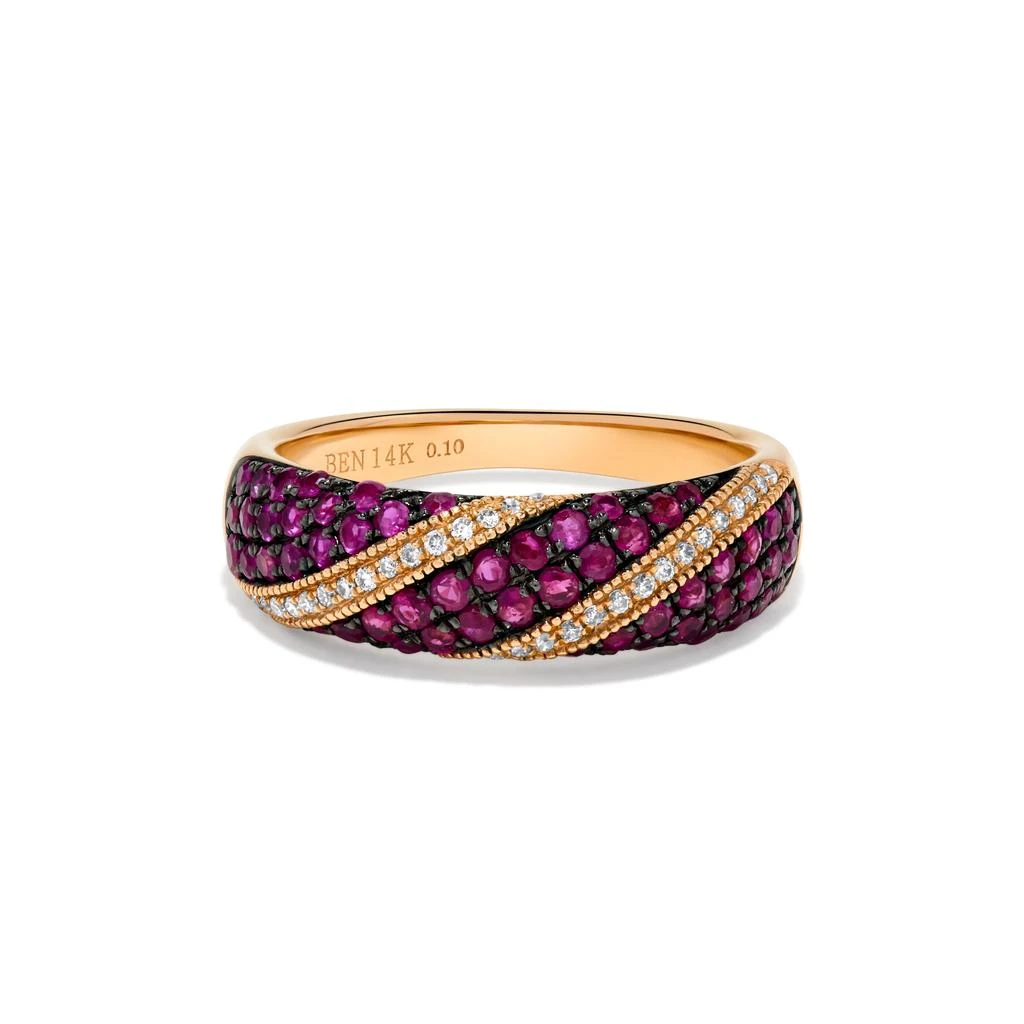 H.J. Namdar 1.04 ct tw Ruby and Diamond Pave Twist Ring 14K Rose Gold Natural Rubies and Diamonds Size 6 2