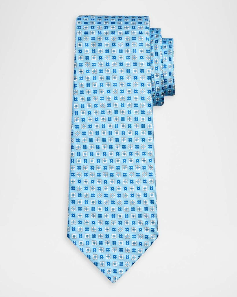 Kiton Men
s Geometric Floral Silk 7-Fold Tie