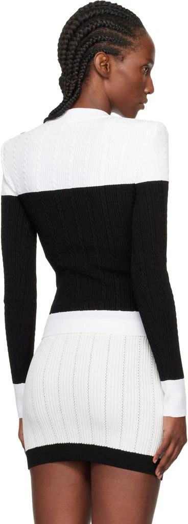 Balmain Black 
White Long-Sleeved Two-Tone Sweater 3