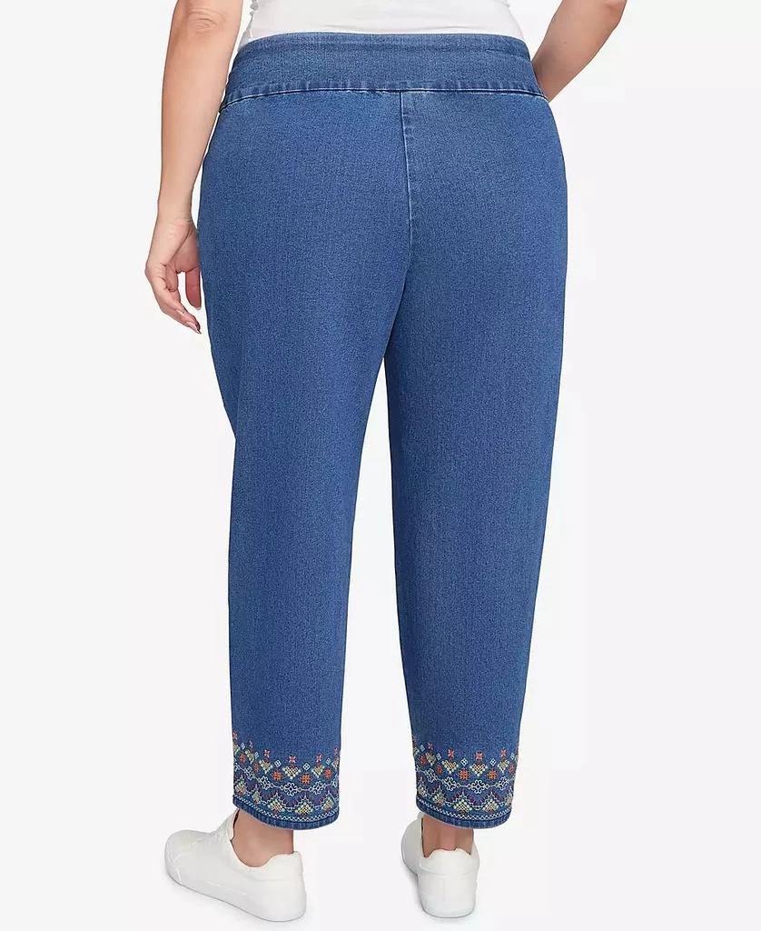 Alfred Dunner Plus Size El Paso Border Fringe Denim Ankle Pants 2