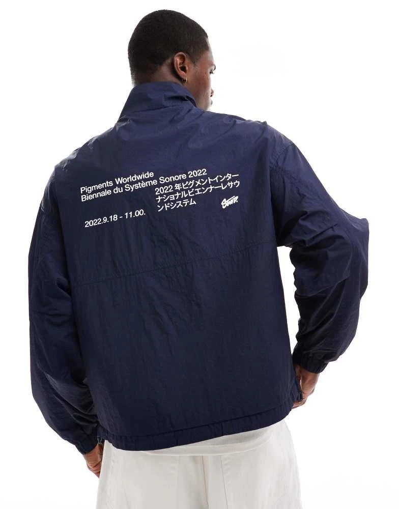 Pull&Bear Pull&Bear windbreaker track jacket in navy 1