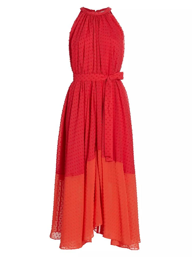 Elie Tahari Jeanne ColorblockedTie-Waist Sleeveless Midi-Dress 1