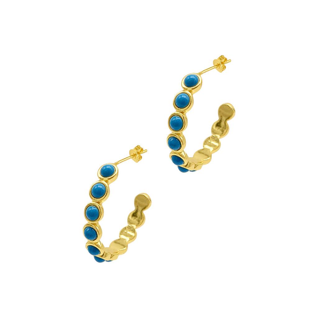 Adornia Adornia Bezeled Turquoisette Hoop Earrings gold