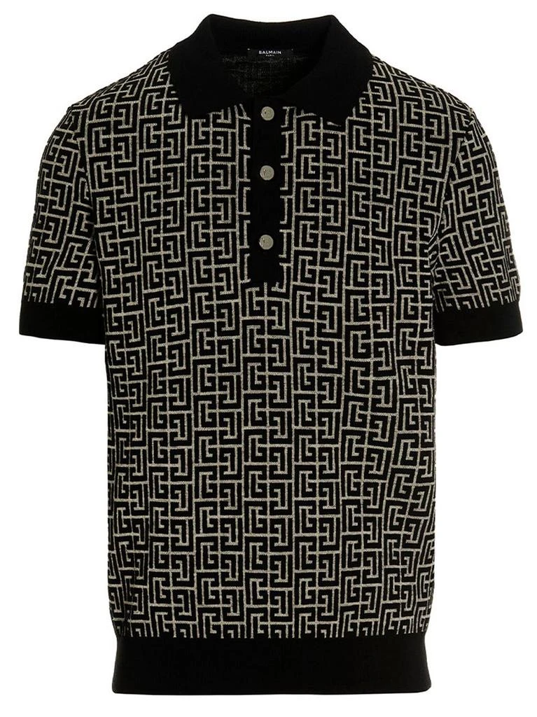 Balmain Balmain Monogram Print Polo Shirt 1