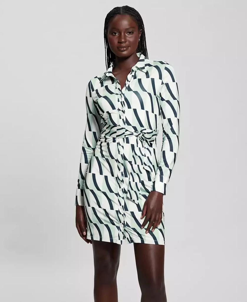 Guess Women's Zora Button-Front Long-Sleeve Dress - SAIL AWAY - 2 Guess Women's Zora Button-Front Long-Sleeve Dress - SAIL AWAY - 2