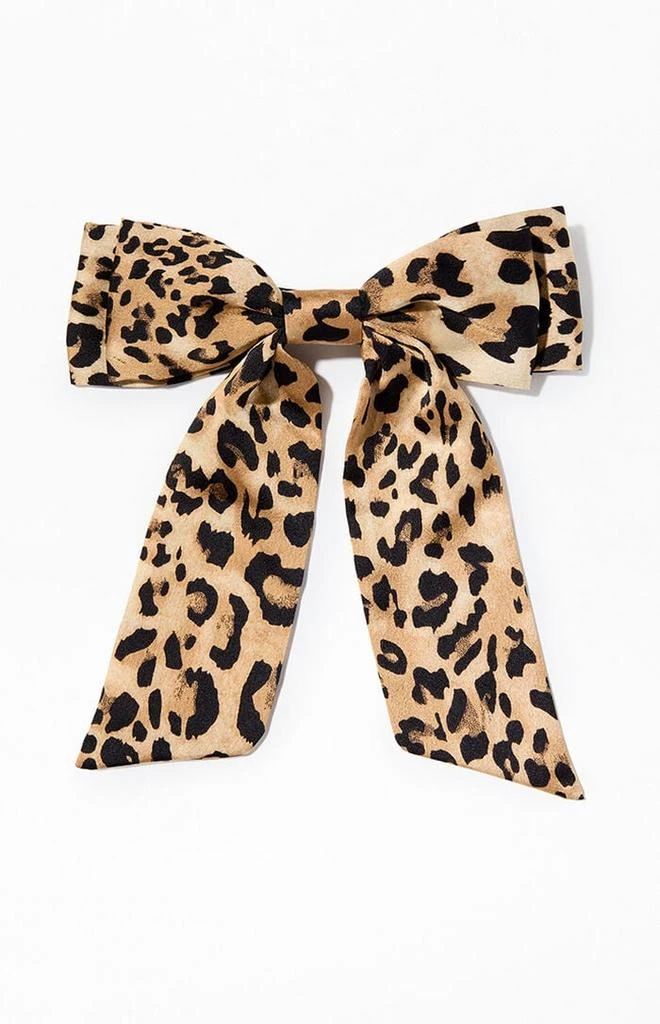 LA Hearts Leopard Double Bow Barrette 1