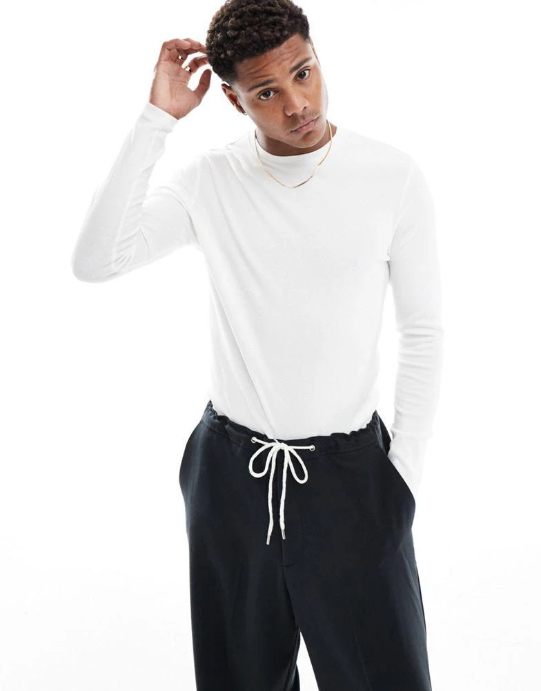 ASOS ASOS DESIGN essential muscle fit long sleeve rib t-shirt in white 1