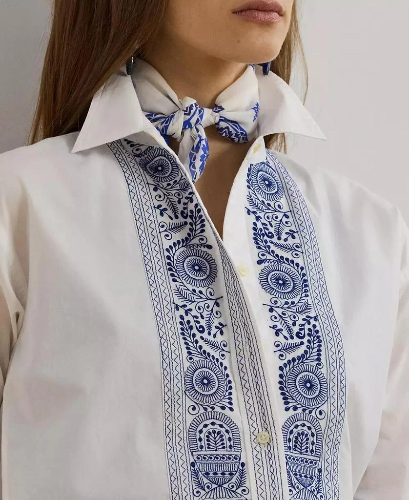 Ralph Lauren Women's Geo-Embroidered Cotton Broadcloth Shirt 3