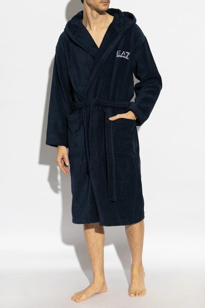 Emporio Armani Ea7 Emporio Armani Logo Hooded Robe 2