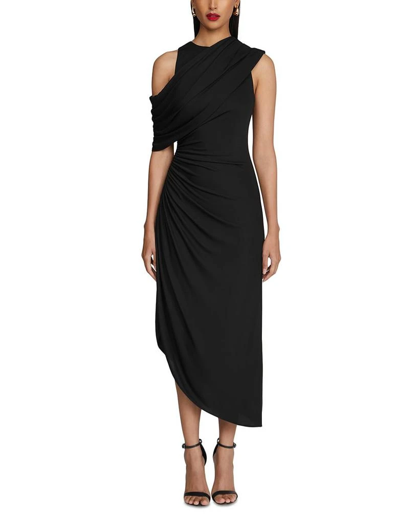 knee length dresses for ladies Gabrielle Ivory Asymmetrical Ruched Midi Dress  Relvoux Womenswear
