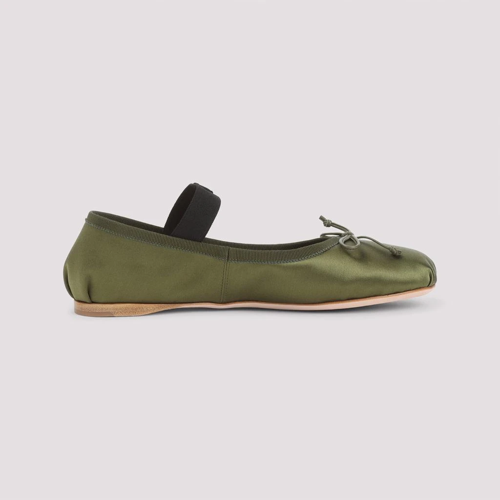 Miu Miu Olive Green Satin Ballerinas 3