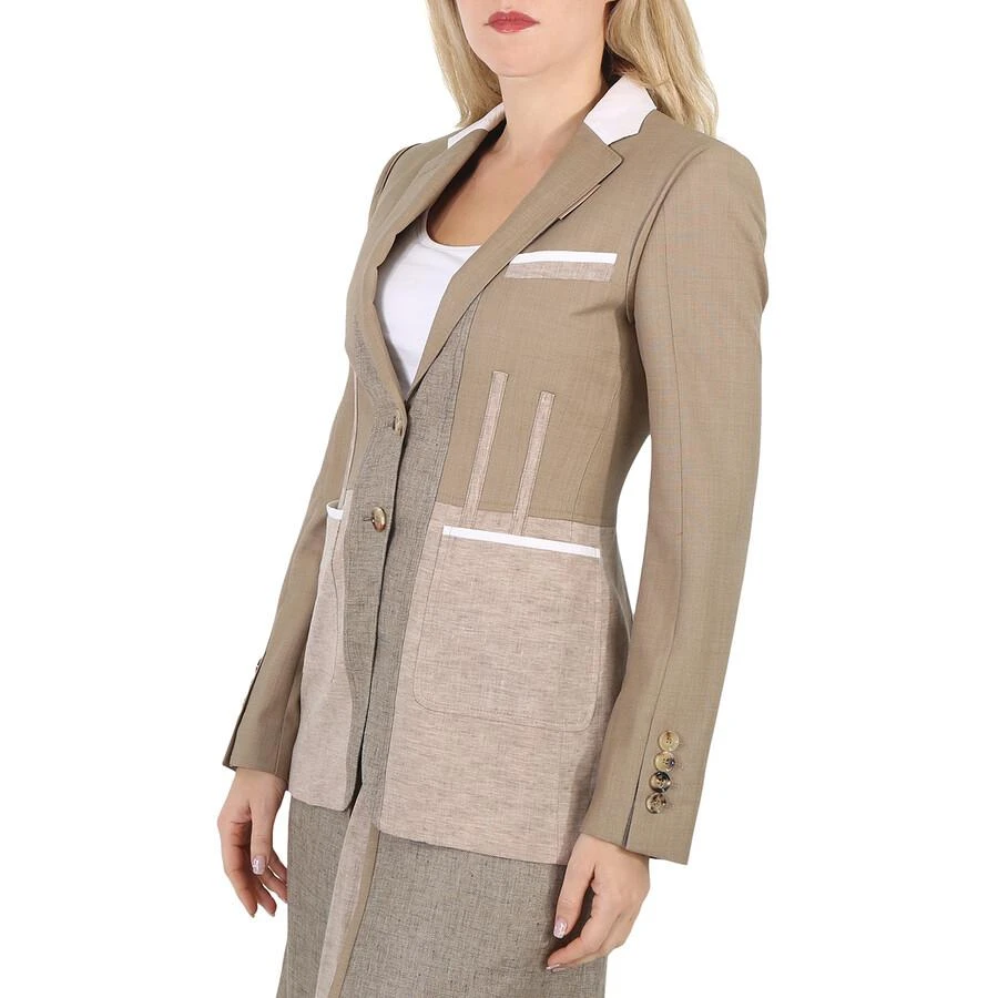 Burberry Ladies Pecan Melange Tape Detail Mix Media Blazer 2