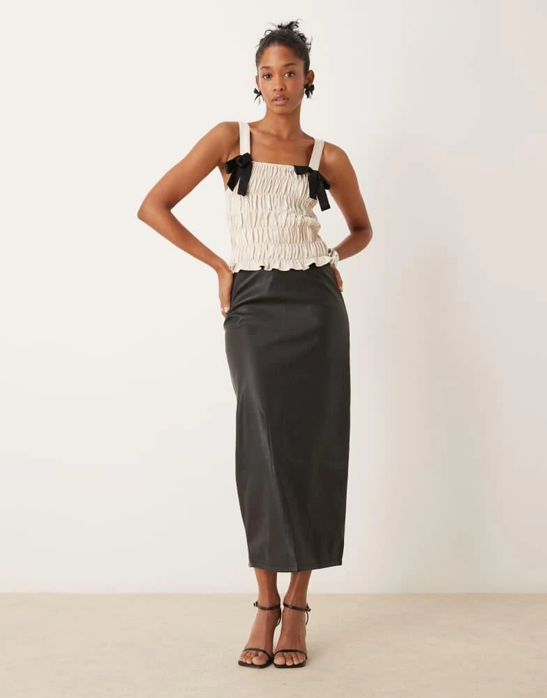 New Look New Look PU pencil midi skirt in black 1