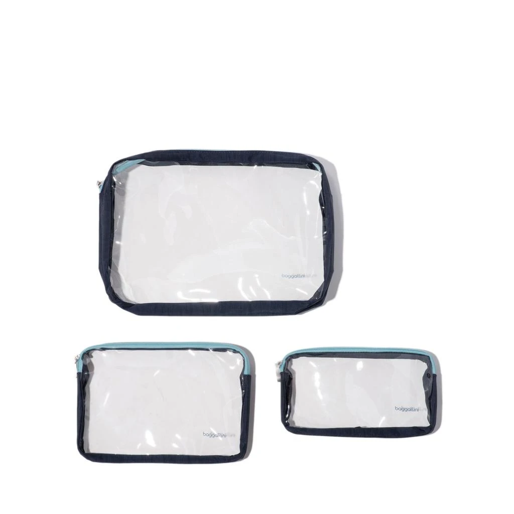 Baggallini Clear Travel Pouches 3 Piece Set Cosmetic Toiletry Bags 4