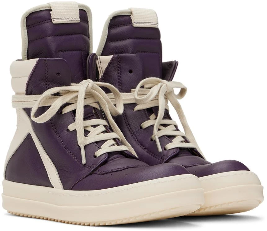 Rick Owens Kids Purple & Off-White Geobasket Sneakers 4