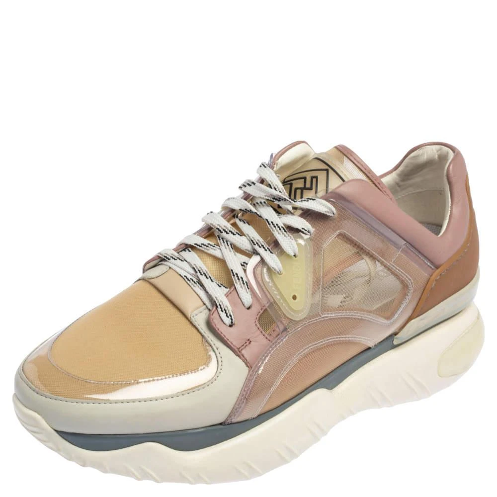 Fendi Fendi Multicolor Leather And Mesh Lace Up Sneakers Size 41 1