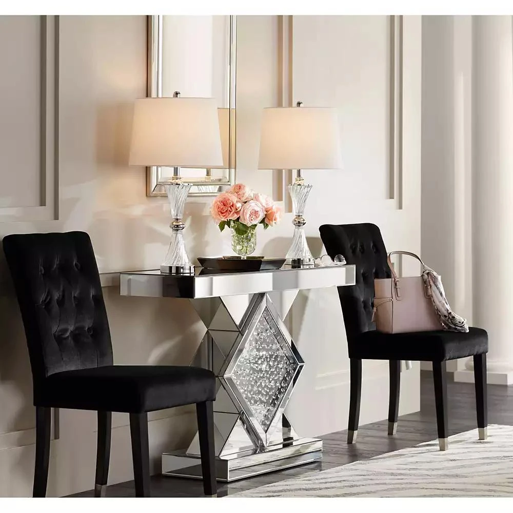 Regency Hill Luca Modern Table Lamps 25 1/2" High Set of 2 Twisted Glass with USB Charging Port White Drum Shade for Bedroom Living Room Office Desk 7