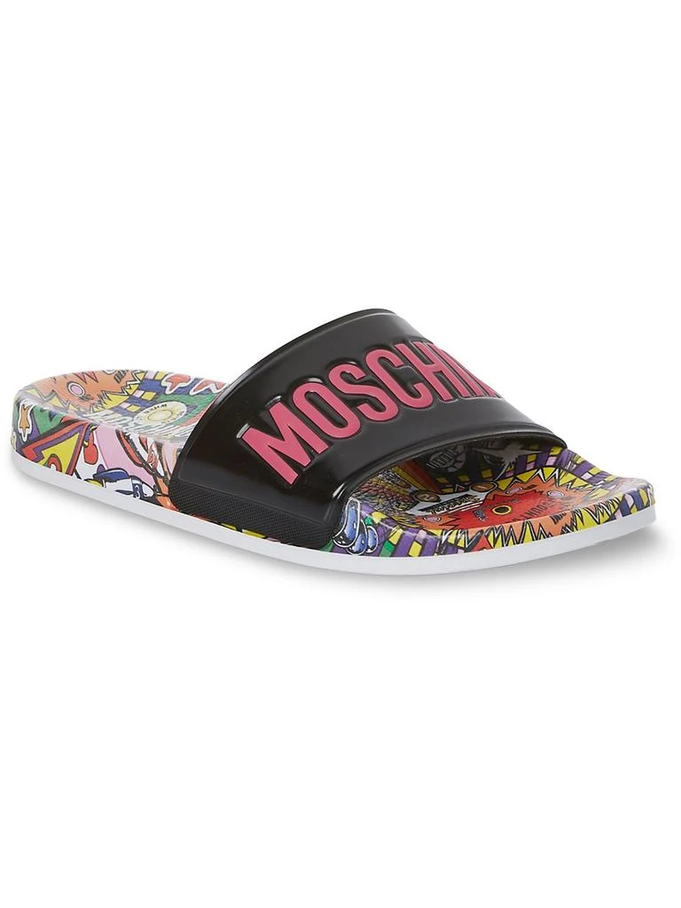 Moschino Womens Printed Flat Slide Sandals 1