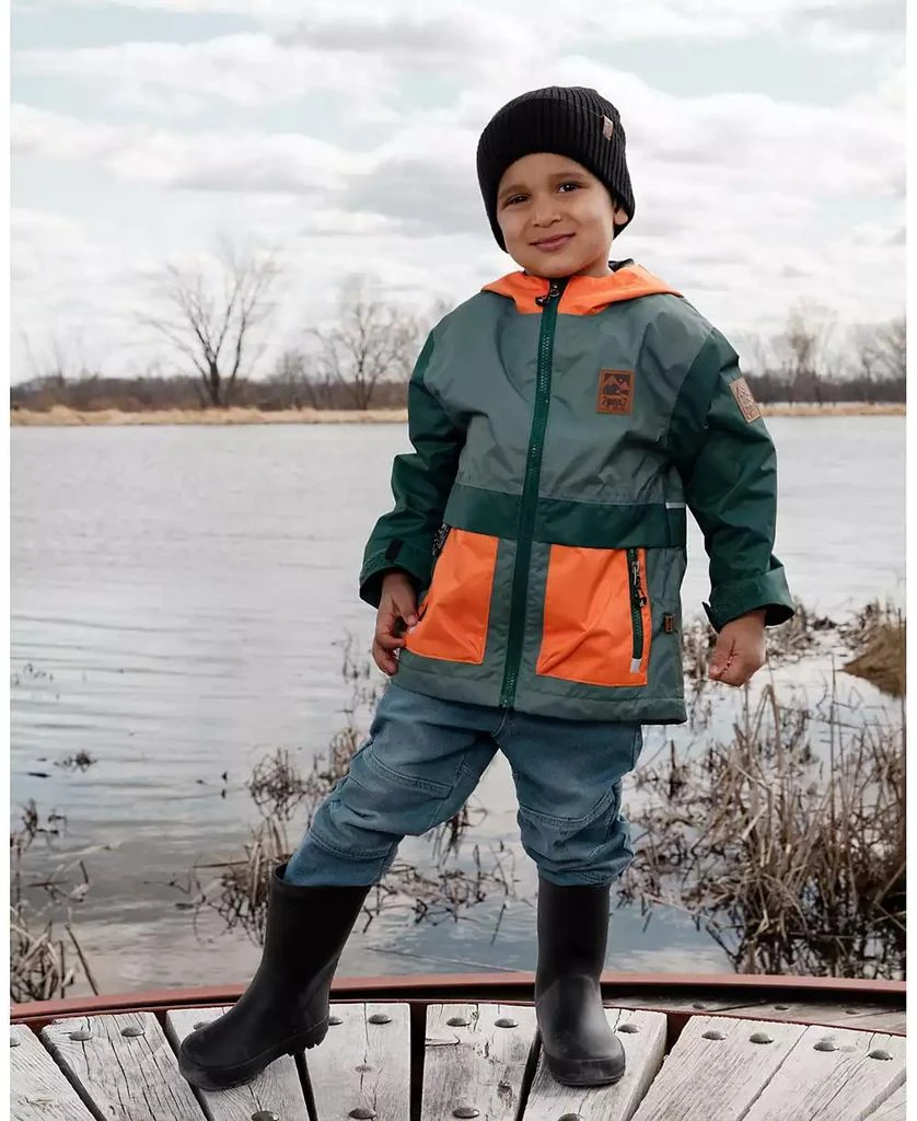 Deux par Deux Big Boys Mid-Season Jacket Dark Green and Orange 3