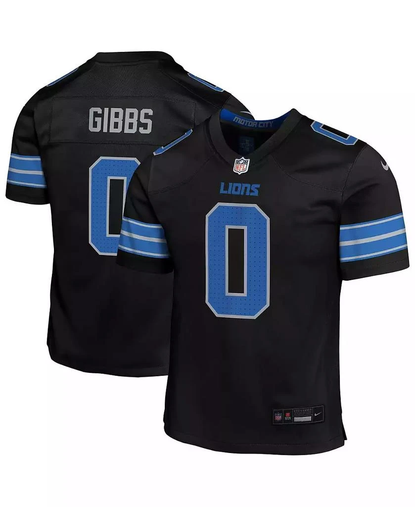 NIKE Big Boys and Girls Jahmyr Gibbs Black Detroit Lions Alternate Game Jersey 1