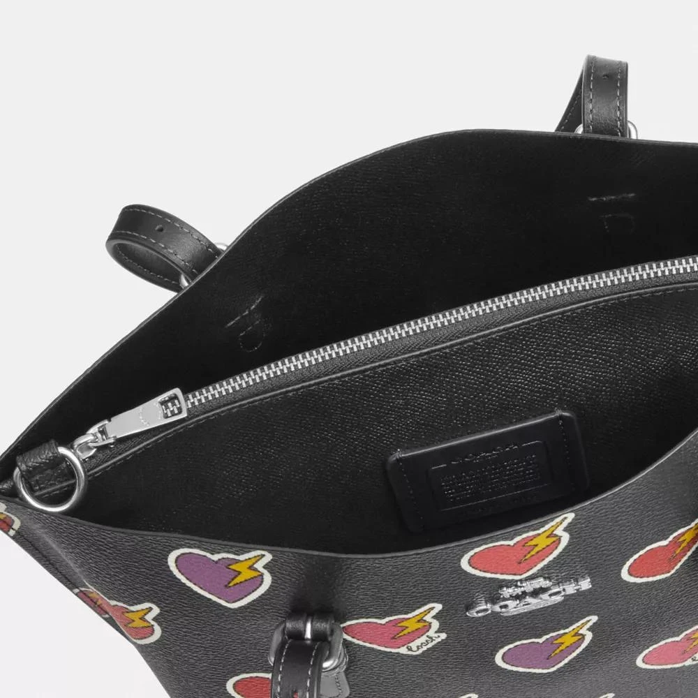 Coach Mollie Tote Bag 25 With Heart Bolt Print 8