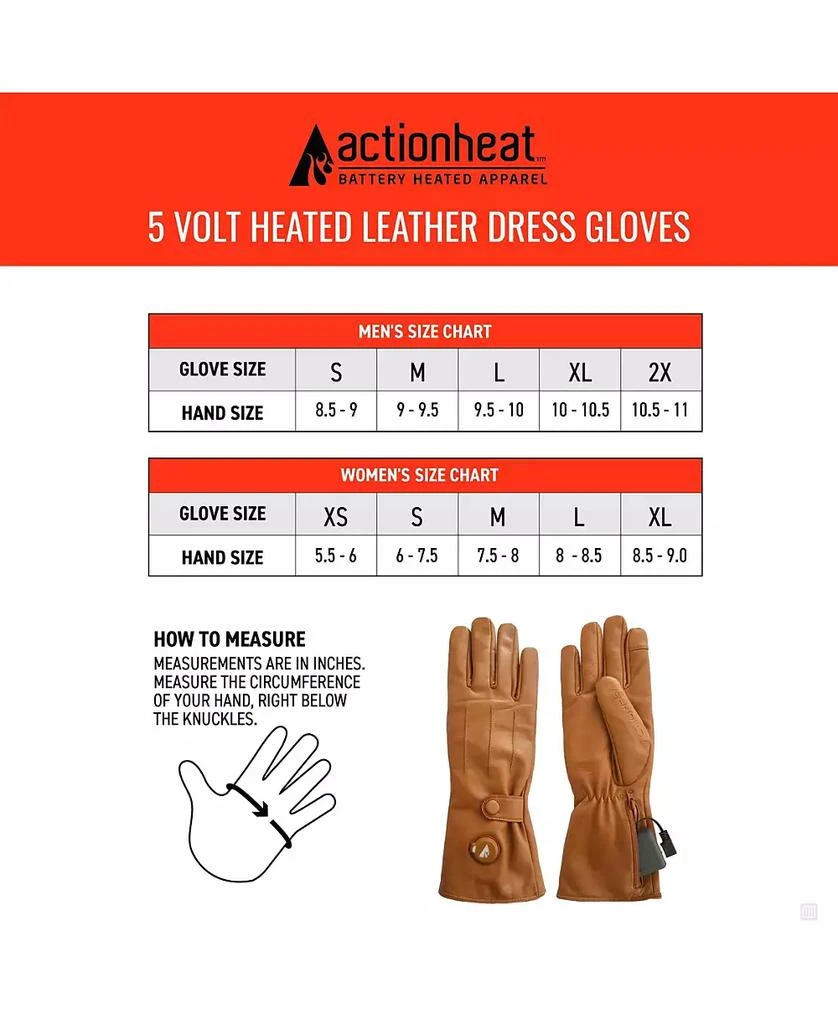 ActionHeat 5V Battery Heated Leather Dress Glove - Women's - Tan - XS 6