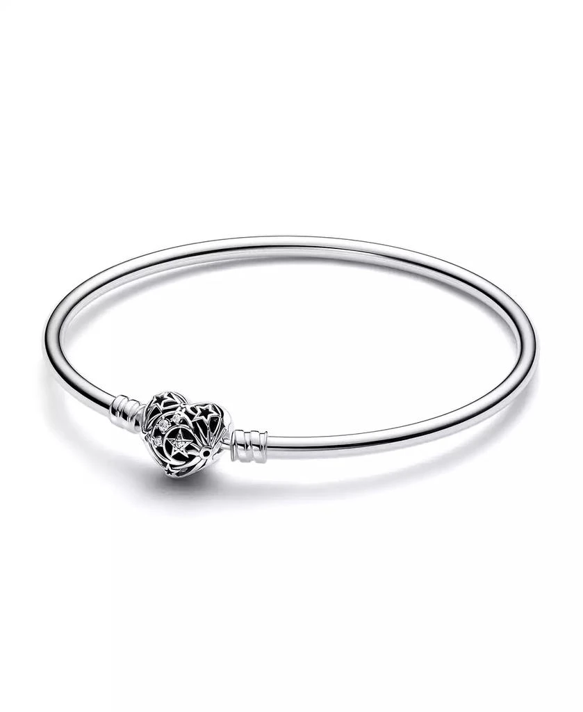 PANDORA Sterling Silver Heart Clasp Bangle Bracelet
