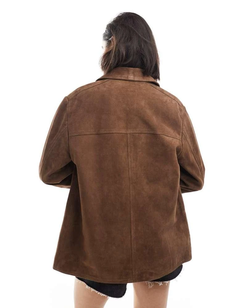 ASOS ASOS DESIGN real suede 70s jacket in brown 4