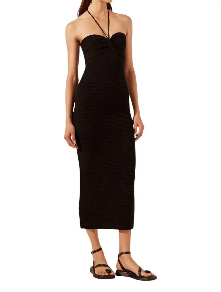 Shona Joy EVE TWIST FRONT HALTER MIDI DRESS