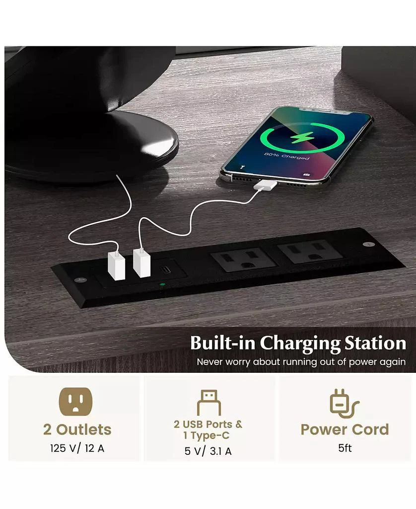 GOUUN File Cabinet on Wheels with Charging Station and Cable Management Hole 4