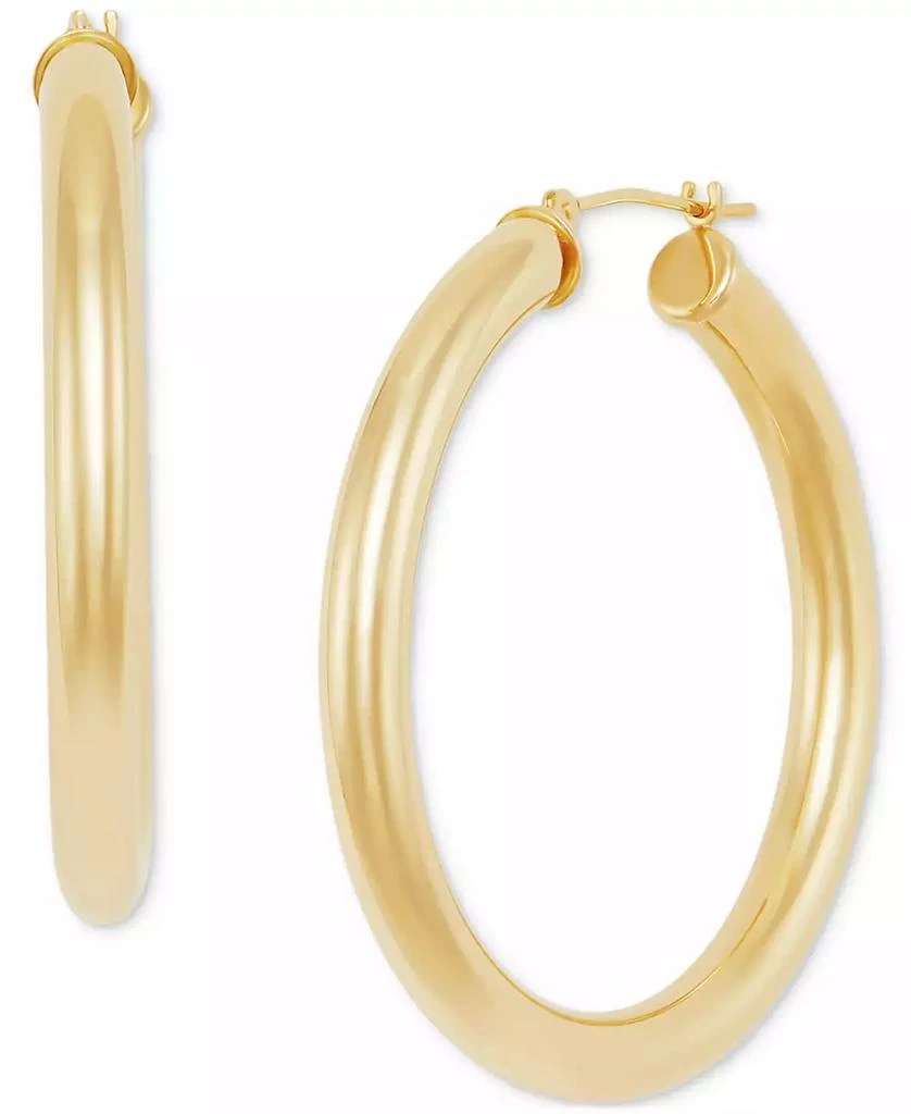 Macy's Polished Tube Hoop Earrings (40mm) in 14k Yellow Gold or 14k White Gold 3