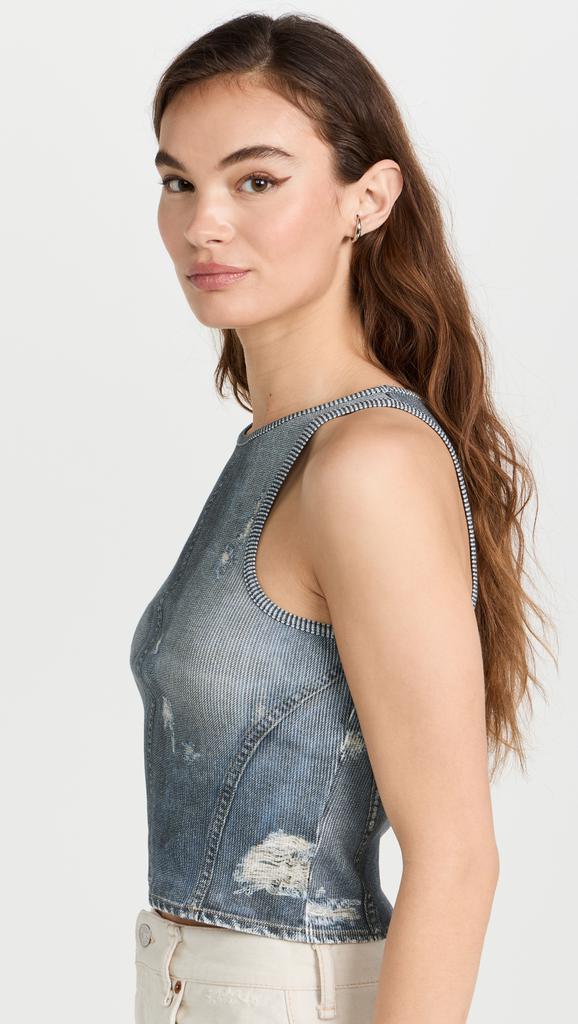 ACNE STUDIOS Trompe-l'oeil ビキニ ACNE STUDIOS Trompe L'Oeil Printed Ribbed Cotton Tank | endource