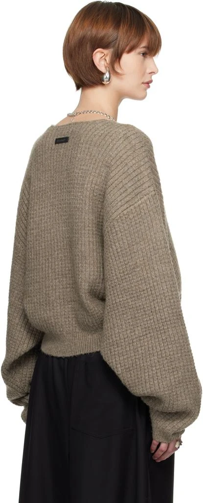 Essentials Gray Heavy Waffle Cropped Sweater 3