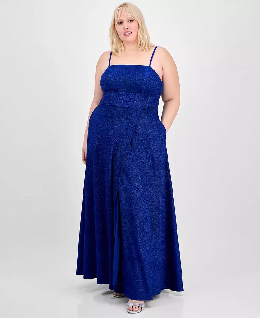 City Studios Trendy Plus Size Glitter Sleeveless Gown
