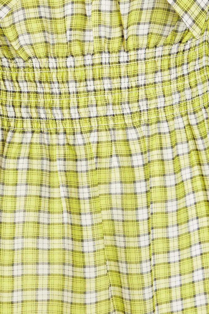 Ganni Shirred checked woven mini dress 4