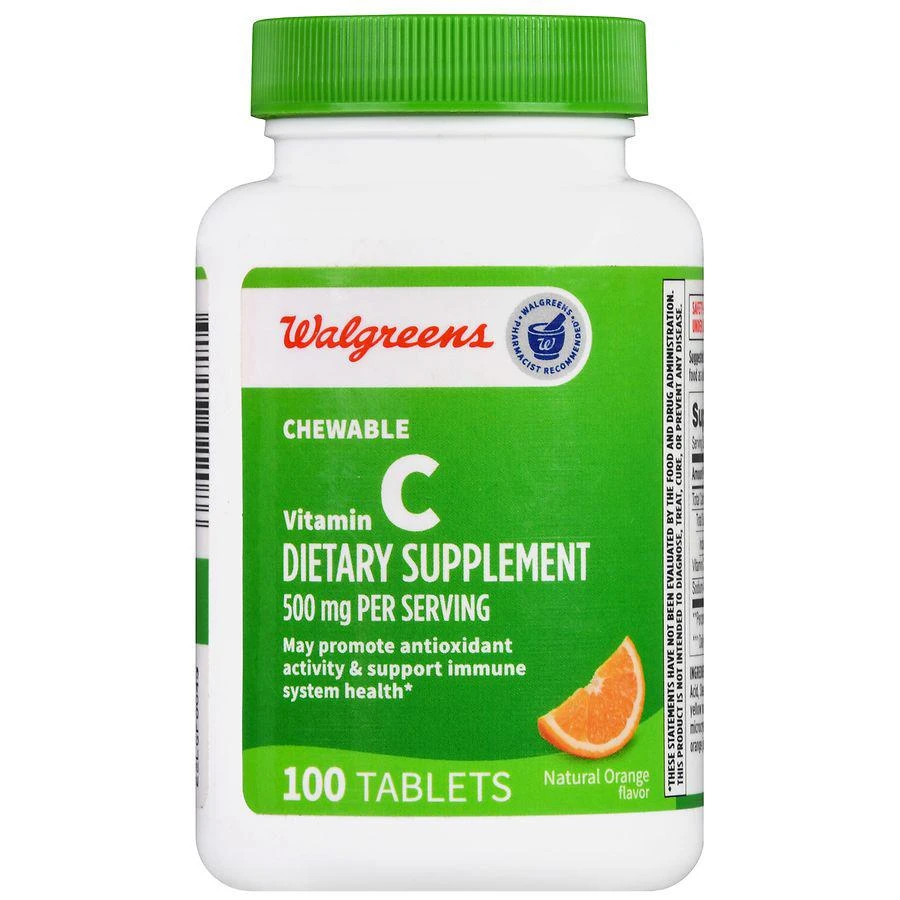 Walgreens Chewable Vitamin C 500 mg Tablets (100 days) Natural Orange 2