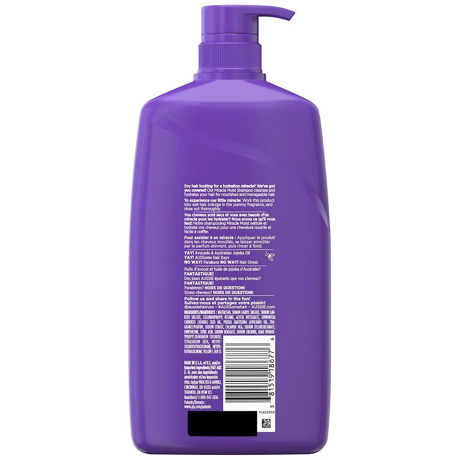 Aussie Paraben-Free Miracle Moist Shampoo For Dry Hair Avocado & Jojoba Oil 2