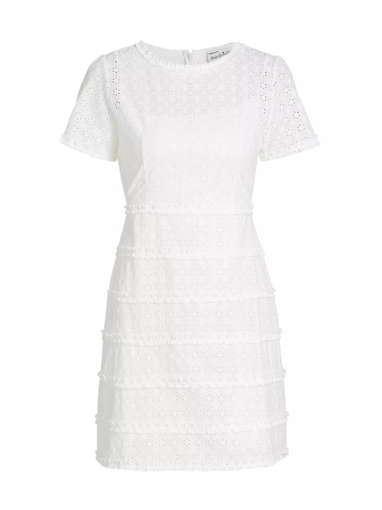 HVN Mini Natalie Eyelet-Embroidered Minidress