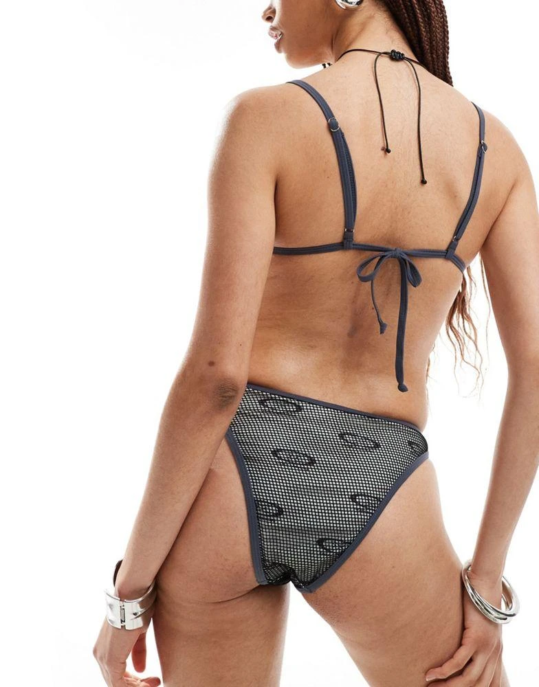 COLLUSION COLLUSION fishnet branded bikini bottoms co-ord in black 3