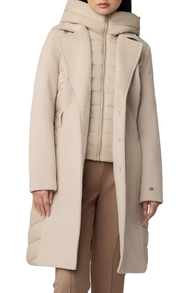 Soia & Kyo Classic Fit Wool Blend Coat with Removable Puffer Bib