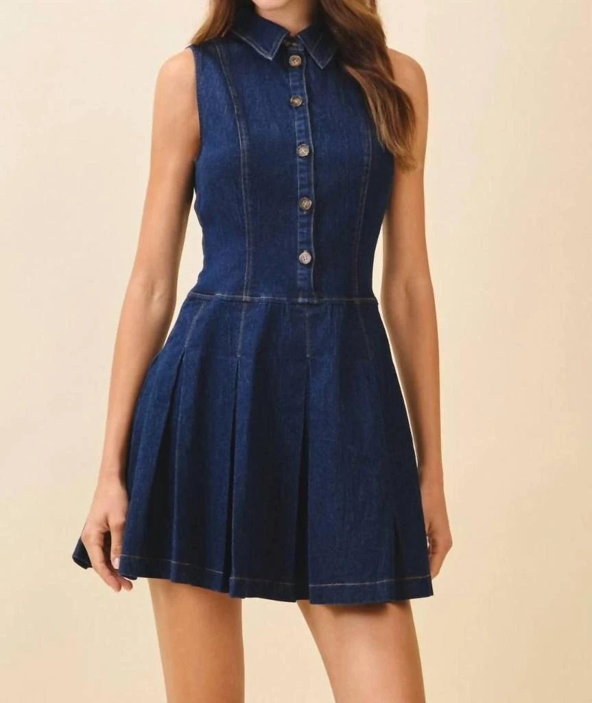 slim fit dress slacks Denim Flared Frill Mini Dress