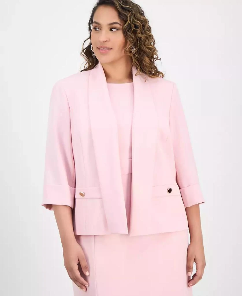 Kasper Plus Size 3/4-Sleeve Open-Front Blazer 1