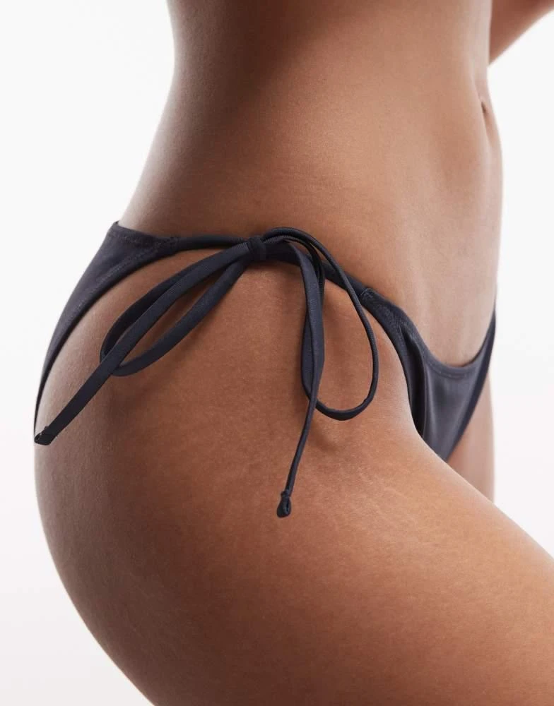 Weekday Weekday tie side bikini bottom co-ord in dusty blue 3