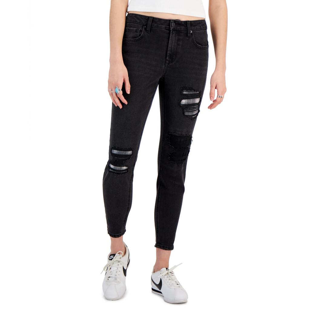 Vanilla Star Womens Distressed High Rise Skinny Jeans